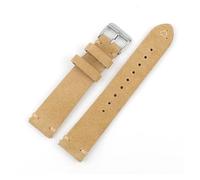 MENGKE Suede Leather Watchband Strap 18mm 19mm 20mm 22mm Quick Release Watch Strap Belt Handmade Stitched Retro Accessories(Beige,22mm silver buckle)
