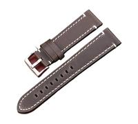 MENGKE Vintage Genuine Leather Watchbands 7 Colors Belt 18mm 20mm 22mm 24mm Women Men Cowhide Watch Band Strap Accessories(Green Silver Clasp,22mm)