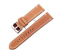 MENGKE Vintage Genuine Leather Watchbands 7 Colors Belt 18mm 20mm 22mm 24mm Women Men Cowhide Watch Band Strap Accessories(Brown Silver Clasp,18mm)