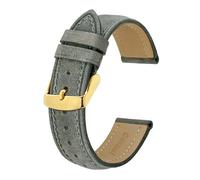 MENGKE Watch Band 14mm 15mm 19mm 20mm 22mm 23mm 24mm Crazy Horse Leather WatchStraps Vintage Replacement Belt Gold Buckle(Grey,23mm)