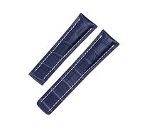MENGKE Watch Band Compatible with Breitling SUPEROCEAN Avenger NAVITIMER Genuine Real Leather Men Watch Strap Watch Accessories Watch Bracelet Belt(Blue Band2_20mm with Logo)