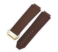 MENGKE Watch Bracelet Compatible with HUBLOT Big Bang Classic Fusion Folding Buckle Silicone Rubber Watch Strap Watch Accessories Watch Band Chain(Brown-Gold Clasp_26mm)