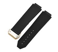MENGKE Watch Bracelet Compatible with HUBLOT Big Bang Classic Fusion Folding Buckle Silicone Rubber Watch Strap Watch Accessories Watch Band Chain(Black-Gold Clasp_23mm)