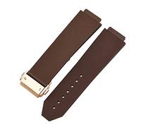 MENGKE Watch Bracelet Compatible with HUBLOT Big Bang Classic Fusion Folding Buckle Silicone Rubber Watch Strap Watch Accessories Watch Band Chain(Brown-Rosegold Clasp_26mm)