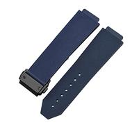 MENGKE Watch Bracelet Compatible with HUBLOT Big Bang Classic Fusion Folding Buckle Silicone Rubber Watch Strap Watch Accessories Watch Band Chain(Blue-Black Clasp_20mm)