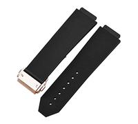 MENGKE Watch Bracelet Compatible with HUBLOT Big Bang Classic Fusion Folding Buckle Silicone Rubber Watch Strap Watch Accessories Watch Band Chain(Black-Rosegold Clasp_20mm)