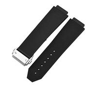MENGKE Watch Bracelet Compatible with HUBLOT Big Bang Classic Fusion Folding Buckle Silicone Rubber Watch Strap Watch Accessories Watch Band Chain(Black-Silver Clasp_23mm)
