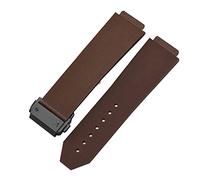 MENGKE Watch Bracelet Compatible with HUBLOT Big Bang Classic Fusion Folding Buckle Silicone Rubber Watch Strap Watch Accessories Watch Band Chain(Brown-Black Clasp_20mm)
