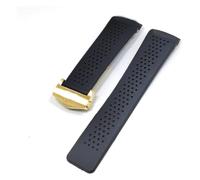 Mengke Watch Strap Compatible with Grand Carrera Aquaracer Soft Silicone Strap Men Watch Accessories Rubber Watch Strap Chain(Black and gold clasp,22mm With LOGO)
