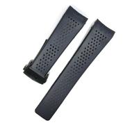 Mengke Watch Strap Compatible with Grand Carrera Aquaracer Soft Silicone Strap Men Watch Accessories Rubber Watch Strap Chain(Black and black closure,24mm With LOGO)