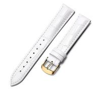 MENGKE Watch Strap Leather Strap 18mm 20mm 22mm Watch Accessories Black Gold Buckle Watchbands(White-G,24mm)
