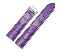 MENGKE Watchband Genuine Leather Watch Strap 18/20/22mm Bracelet Compatible With Men/Woman Replace Watchbands Compatible With Tank Solo(Purple Silver,18mm)