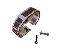 MENGKEG 18mm 19mm 20mm 21mm 22mm 23mm 24mm Silver Black Watchbands Stainless Steel Polished Watch Bands Strap Bracelet Free Curved Ends(Silver with black,18mm)