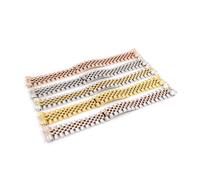 MENGKEG 20mm 316L Stainless Steel Jubilee Silver Two Tone Rose Gold Wrist Watch Strap Bracelet Solid Screw Links Curved End(Black)