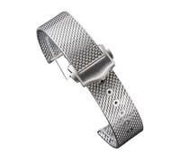 MENGKEG 20mm Silver Stainless Steel Strap Compatible With Omega007 Luxury Mesh Band Bracelet Replacement Watch Accessories Parts(No logo 22 and o bag)