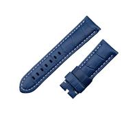 MENGKEG 22mm 24mm 26mm Italy Leather Watchband Compatible With Panerai Strap Watch Band With Tang Buckle PAM441/111/386 Accessories(Light Blue White,26mm PAM,Rose Buckle)