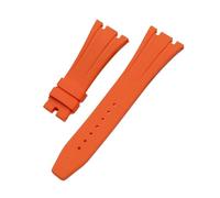 MENGKEG 26mm Soft Black White Green Yellow Orange Gray Blue Red Silicone Rubber Watch Strap Bracelet Compatible With AP ROYAL OAK Watchband Belt(ORANGE,26MM_WITHOUT BUCKLE)
