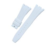 MENGKEG 26mm Soft Black White Green Yellow Orange Gray Blue Red Silicone Rubber Watch Strap Bracelet Compatible With AP ROYAL OAK Watchband Belt(WHITE,26MM_WITHOUT BUCKLE)