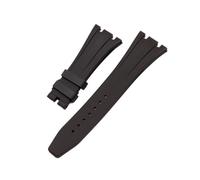 MENGKEG 26mm Soft Black White Green Yellow Orange Gray Blue Red Silicone Rubber Watch Strap Bracelet Compatible With AP ROYAL OAK Watchband Belt(BROWN,26MM_WITH SILVER BUCKLE)