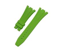 MENGKEG 26mm Soft Black White Green Yellow Orange Gray Blue Red Silicone Rubber Watch Strap Bracelet Compatible With AP ROYAL OAK Watchband Belt(LIGHT GREEN,26MM_WITHOUT BUCKLE)