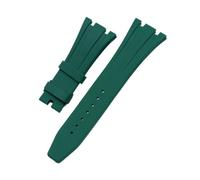MENGKEG 26mm Soft Black White Green Yellow Orange Gray Blue Red Silicone Rubber Watch Strap Bracelet Compatible With AP ROYAL OAK Watchband Belt(DARK GREEN,26MM_WITH GOLD BUCKLE)
