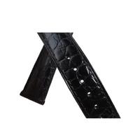 MENGKEG Double Sided Crocodile Leather Watchband 18mm 19mm 20mm 21mm 22mm 23mm 24mm Luxury Genuine Alligator Watch Straps Bands(Black Strap,18MM_YELLOW GOLD BUCKLE)