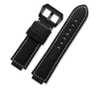 MENGKEG Genuine Leather Compatible With Timex TW2R55500 T2N720 T2N721 T2N739 Watchband 24 * 16mm Lug End Watch Straps Khaki Black Brown Accessories(Black-black)