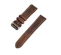 MENGKEG Handmade Brown Leather Watchband 20 22 18MM Soft Antique Style First Layer Leather Strap For Men And Women(C color,19mm)