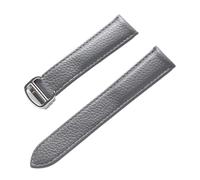 MENGKEG Leather Strap Lychee Pattern Soft Leather Watch Strap Compatible With Cartier Tank London Men's And Women's Strap(Gray,22mm)