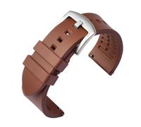 MENGKEG Quick Release Watch Band 18mm 19mm 20mm 21mm 22mm 24mm Silicone Rubber Strap Watchband Brown Orange Black Waterproof(Brown-Silver,24mm)