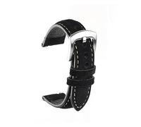 MENGKEG Suede Leather Watchband Handmade Retro Soft Watch Strap Quick Release Replacement Watch Accessories 18mm 19mm 20mm 22mm(Black,20mm)