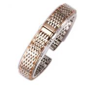 MENGKEG Watch Accessories Professional Compatible With Longines L4 Series Women Men Wrist Band Solid Stainless Steel Strap Thickness 13 18 20 22mm(Silver rose,18mm with L0G0)