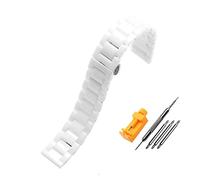 MENGKG Ceramic Watch Band 14mm 16mm 18mm 20mm 21mm 22mm Black Flat Interface Universal Strap Women Men Bracelet(White,18mm)