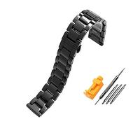 MENGKG Ceramic Watch Band 14mm 16mm 18mm 20mm 21mm 22mm Black Flat Interface Universal Strap Women Men Bracelet(Black,20mm)