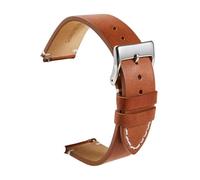 MENGKG Retro Genuine Leather Band 16mm 18mm 20mm 22mm 24mm Cowhide Soft Matte Bottom Quick Release Thin Handmade Watch Strap For Men(Light brown,24mm)