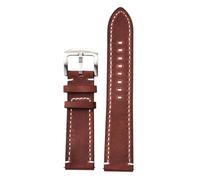 MENGKG Retro Genuine Leather Strap Handmade Crazy Horse Skin Cowhide Leather Watchband 18mm 20mm 22mm 24mm Mens Watch Band(Wine red-SL buckle,24mm)
