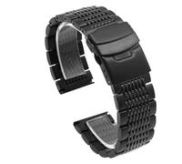MENGKG Solid Deployment Buckle Diving Watch Band Stainless Steel Mesh Bracelet Brushed Polished Business Straps Wristbelt 18/20/22/24mm(Black,20mm)
