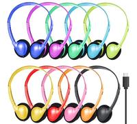 MENGLALA Type C Headphones Bulk for Classroom School Kids 10 Pack,USB C Wired Headphones for School Compatible with Pad Smartphones Mixed Colors
