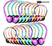 MENGLALA Type C Headphones Bulk for Classroom School Kids 20 Pack,USB C Wired Headphones for School Compatible with Pad Smartphones Mixed Colors