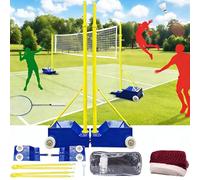 menglanchang Heavy Duty Volleyball Poles, with Volleyball Net/Badminton Net, Indoor& Outdoor Volleyballs Poles, Adjustable 4 Heights of 5ft-6.9ft with Wheels and Net, for Adults Youth Kids Stadium