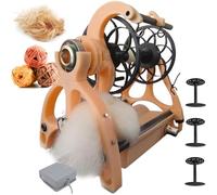 menglanchang Smart Yarn Spinner Machine- Electric Spinning Wheel - 120g Capacity Pet Hair Spinner With Foot switch & 3 Spools,12v Drum Carder- Forward/Reverse Switch,Adjustable Speed,Pink
