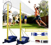 menglanchang Volleyball/Badminton Net& Pole Indoor,2026 new Portable Volleyball Net with Stand for Backyard,5-6.9ft Height Adjustable Outdoor Volleyball Net and Poles for Sports Ground Garden