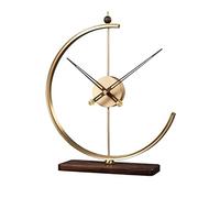 MENGLI-2024 Desk Clock Light Luxury Copper Clock Modern Simple Desk Top Decoration Clock Silence Table Clock Wooden Base Tabletop Clock