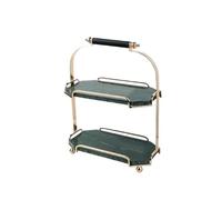 MENGLI-2024 Dessert Stand Natural Marble Cake Stand, Afternoon Tea Dessert Display , Light Luxury Two-Tier Storage Tray(Green)