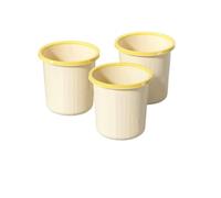 MENGLI-2024 Trash Bin Trash Can, Plastic Material Round Shape Without Lid with Pressure Ring Waste Paper Bin for Home Kitchen Office and Hotel Three Packs Garbage Can(Beige)