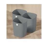 MENGLI-2024 Trash Bin Wastebasket, Square Without Lid Plastic Material Suitable for Home Kitchen Office Waste Paper Basket Large/Small Three Packs White/Gray/Green/Beige Garbage Can(Gris,Large)