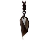 MENGLINA Black Obsidian Necklace Natural Stone Hexagram Translucent Ice Obsidian Amulet Amulet for Him and Her, Lucky Pendant Necklace for Men Women