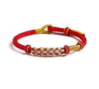 MENGLINA Fashion Women Men Handmade Chinese Spring Peach Blossom Knot Flower Charm Feng Shui Lucky Red Rope Bracelet Half-finished DIY Jewelry Accessories Couple Bracelets Friendship Love Gifts,