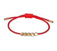 MENGLINA Women Men Handmade 5 Irregular Brass Copper Beads Tibetan Bracelet Chinese Feng Shui Lucky Red String Adjustable Rope Chain Couple Bracelets Distance Friendship Lovers Promise Gifts, 6.3 to