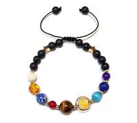 MENGLINA Women Stone Bead Charm Bracelet Universe Galaxy the Eight Planets Nine Planets in the Solar System Guardian Star Bracelets, adjustable, Stone